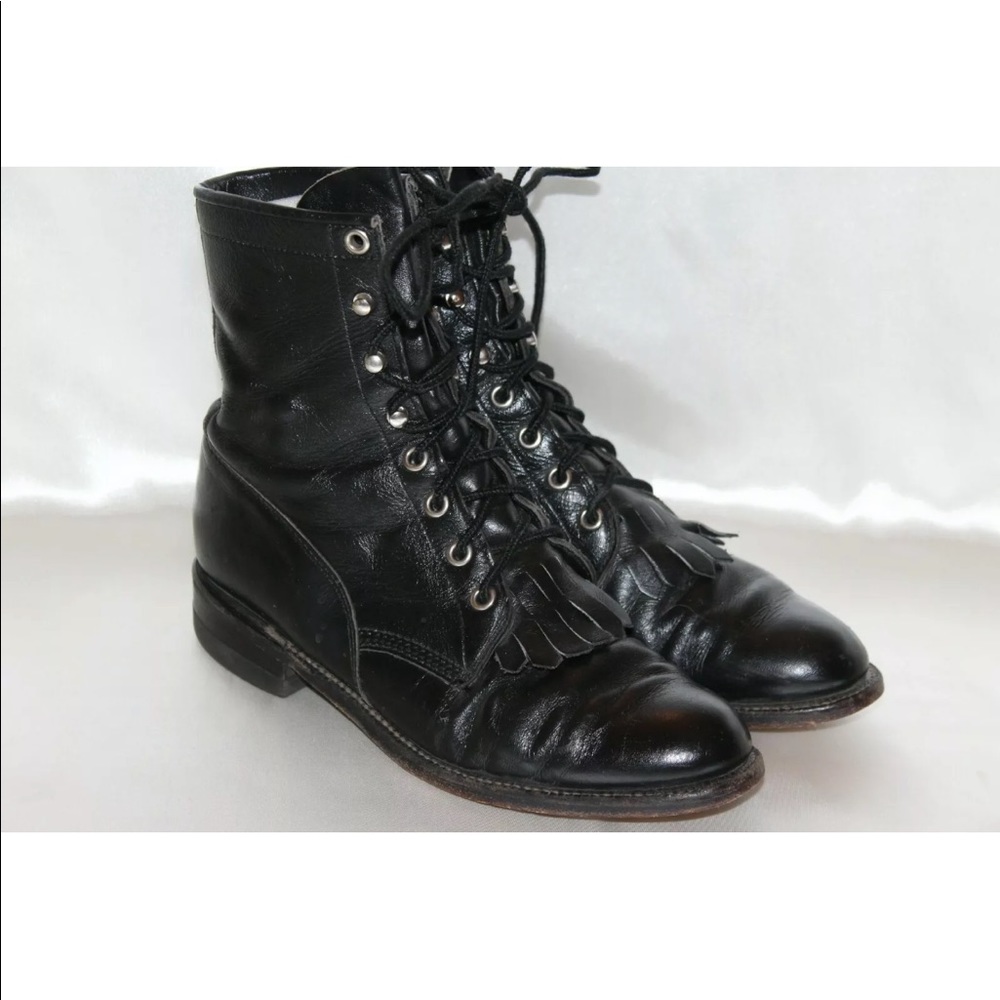 Justin leather granny kiltie western boots